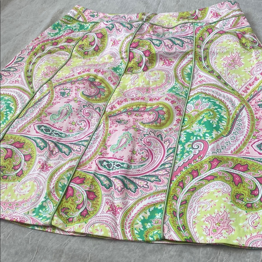 Chadwick’s Pink & Green Paisley Knee-Length A-Line Skirt. Size 12 - Picture 4 of 12